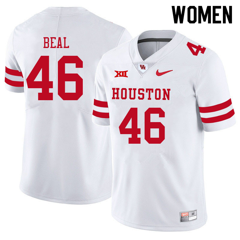 Women #46 Davis Beal Houston Cougars College Big 12 Conference Football Jerseys Sale-White